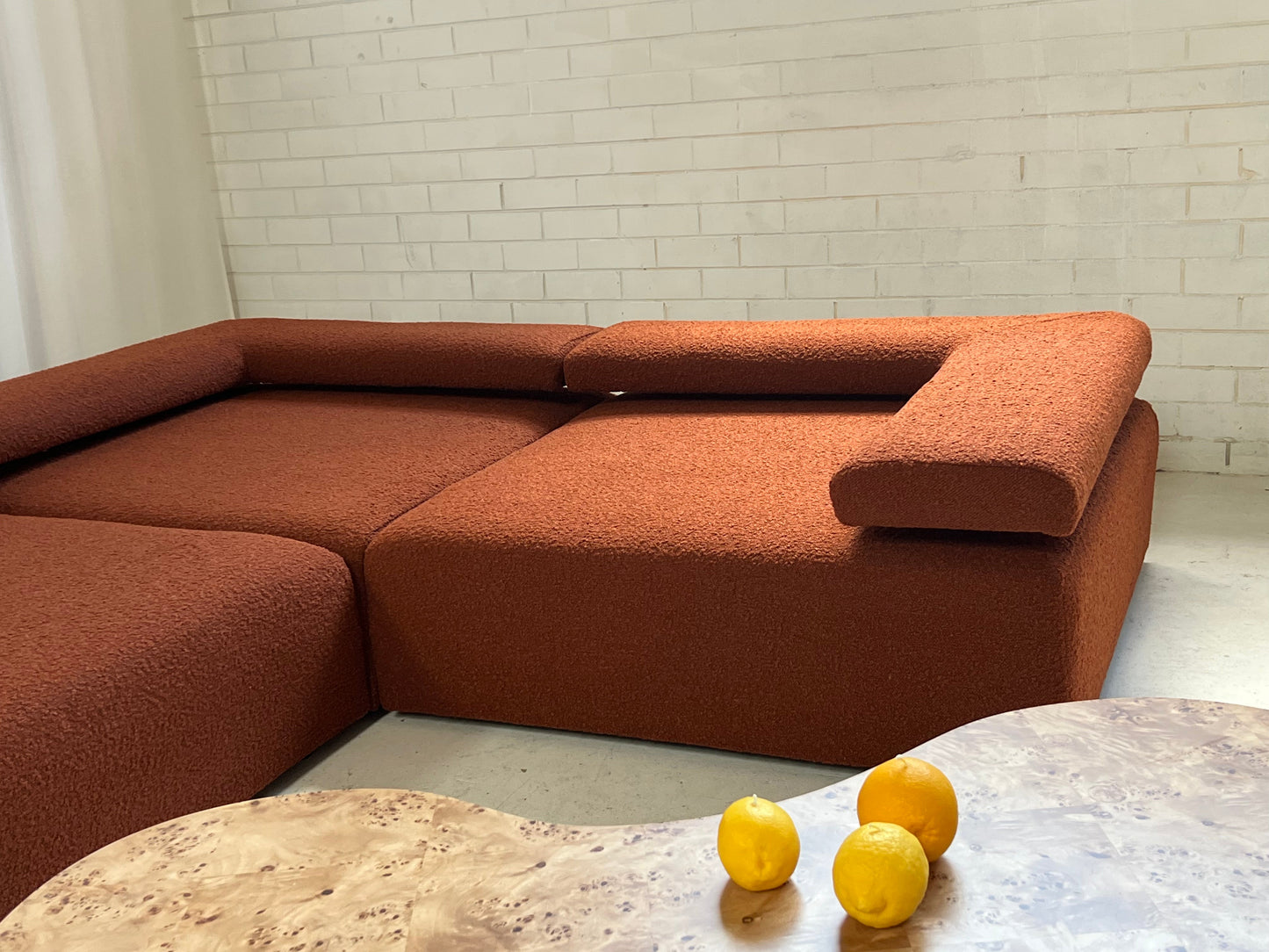 Large Bespoke Rust Boucle Modular Sofa