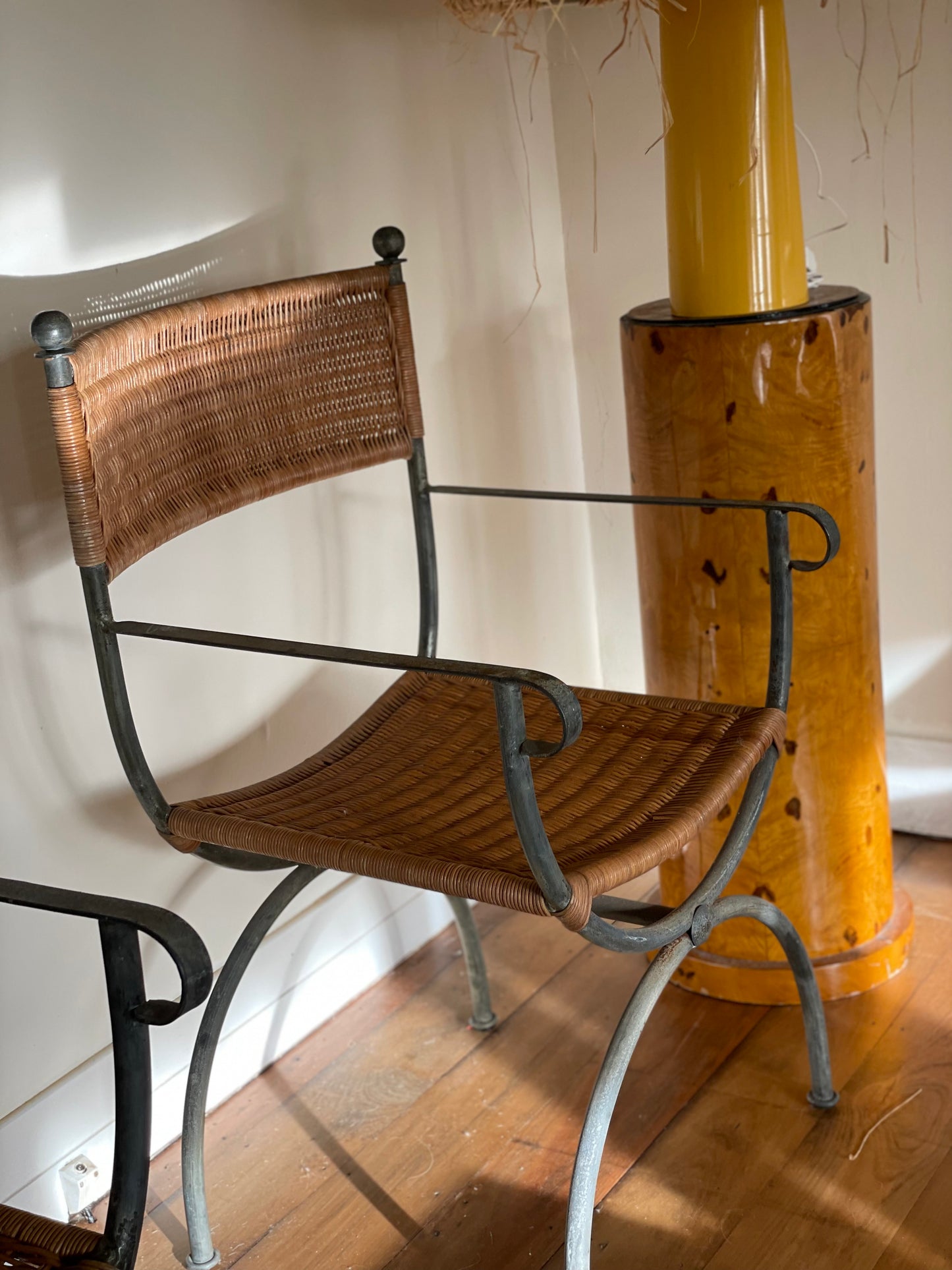 Vintage Iron And Cane Dining Chairs - Six Available