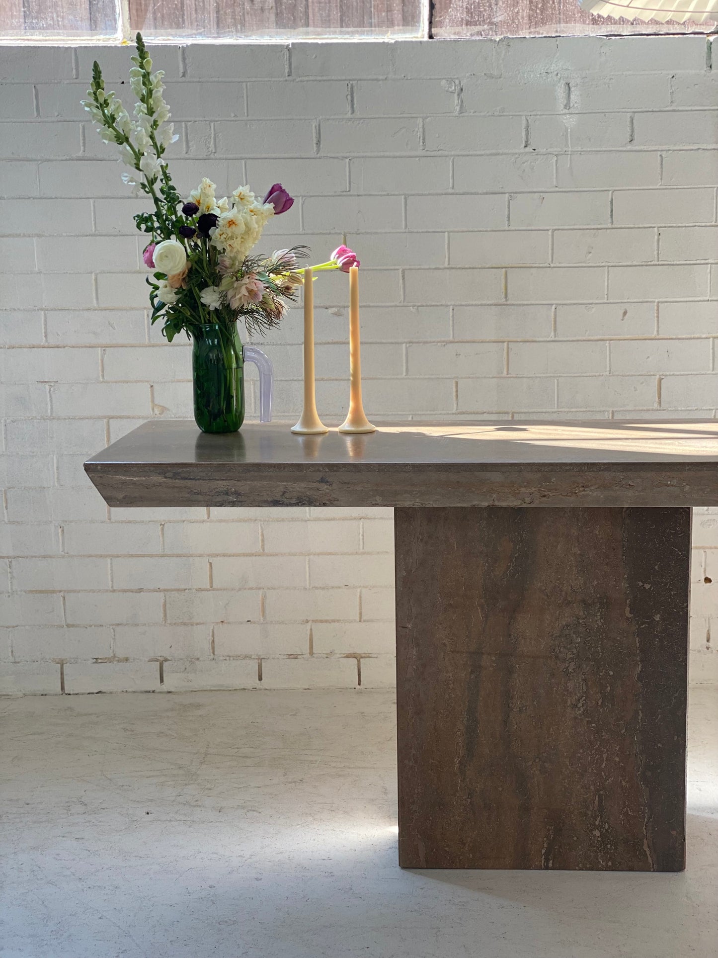 Brutalist Travertine Hall table