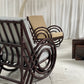 Vintage Dark Bamboo Armchair - Coffee Stripe