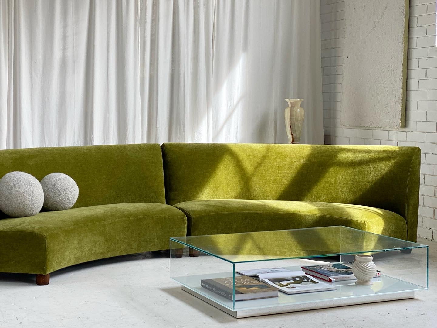 Bespoke Olive Curved Modular Sofa