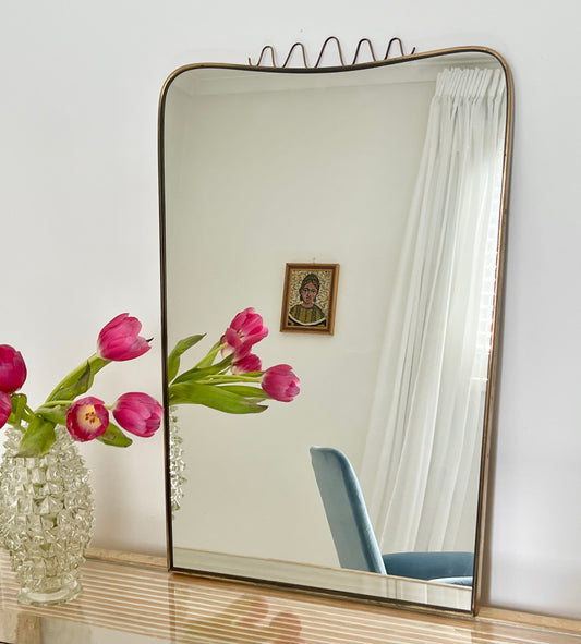 - 1950s Italian Brass Mirror - 'Squiggle'