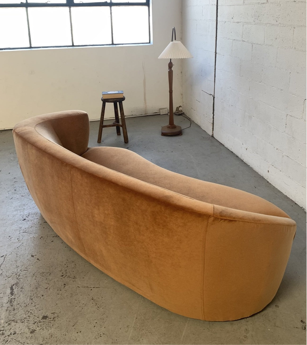 Bespoke Curved Sofa in Ginger Velvet