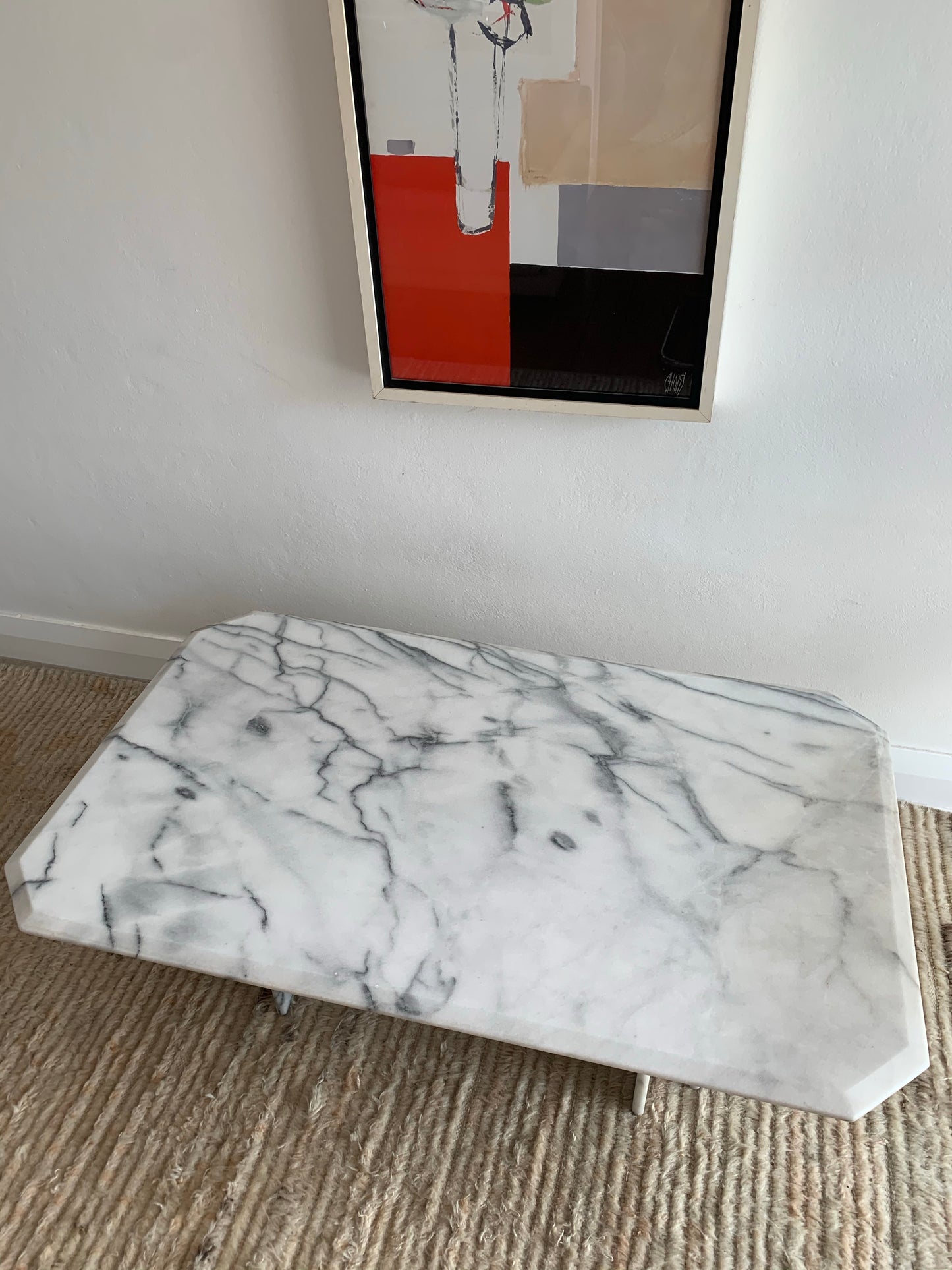 Vintage Carrara Marble Coffee Table with Sculptural Base