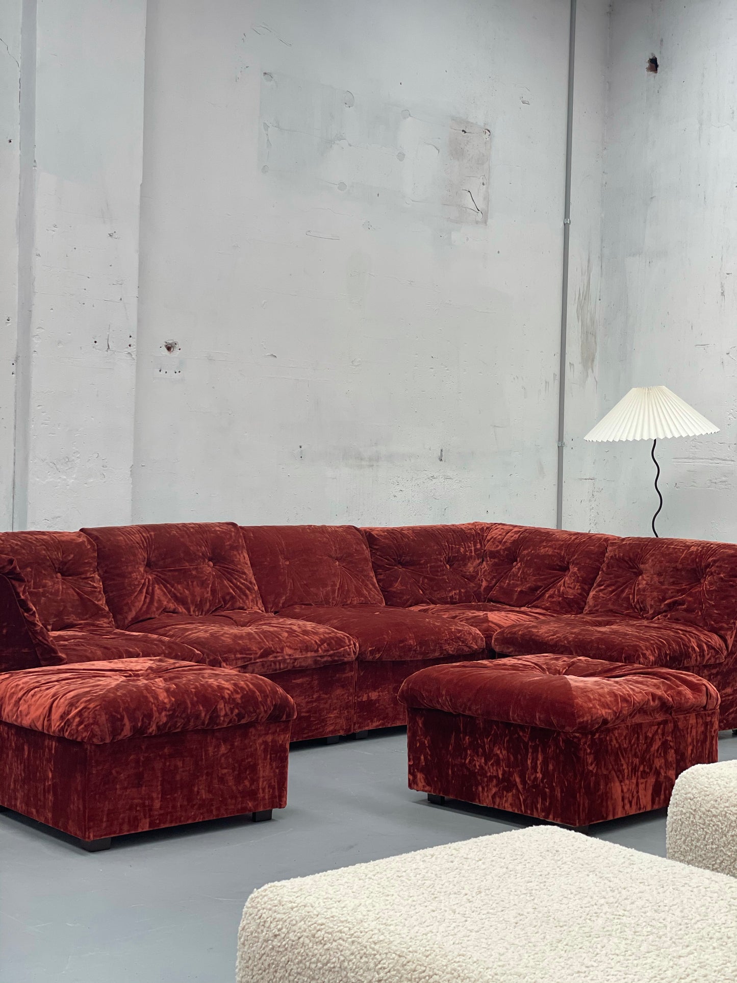 Vintage Velvet Modular Sofa - Seven Piece Set