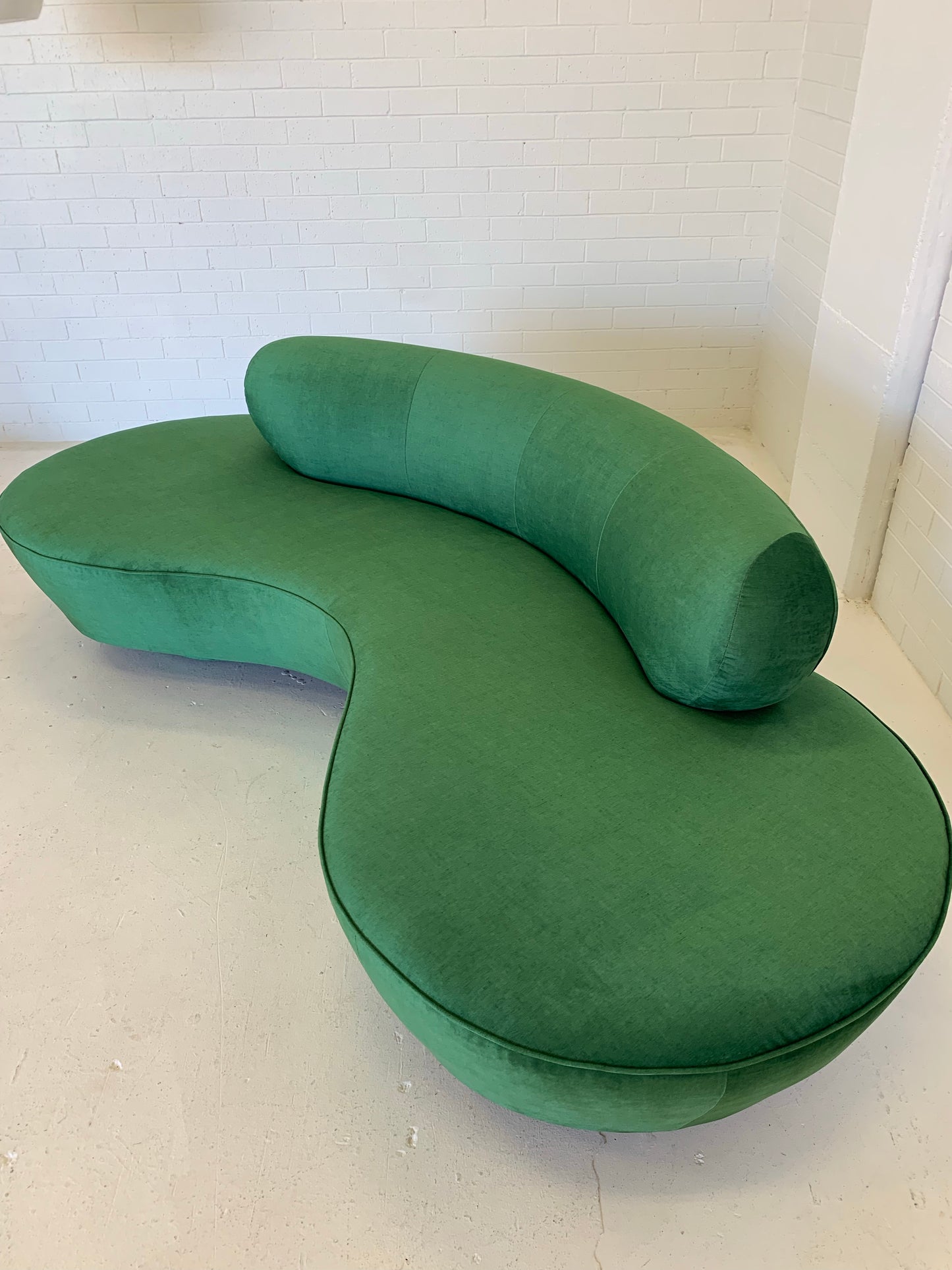 Stunning Green Curved Velvet Sofa