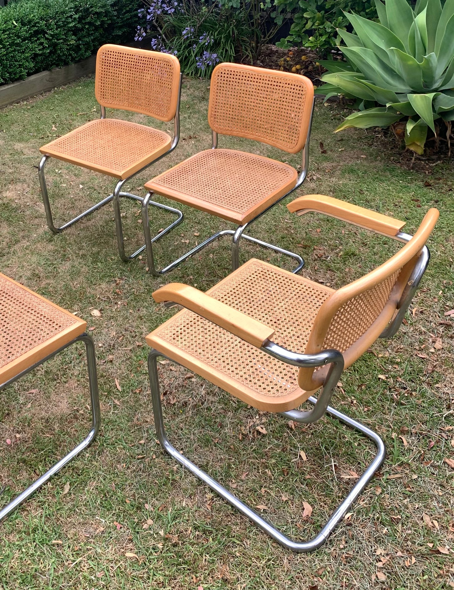 Set of 6 Marcel Breuer Cesca B32 Dining Chairs, Made in Italy