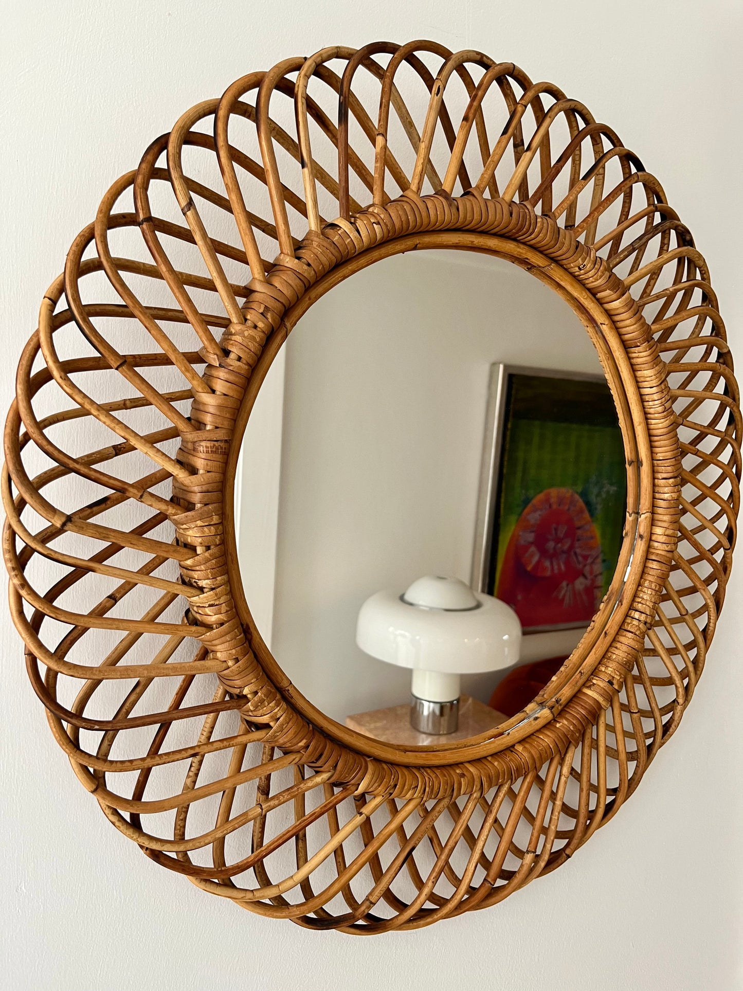 Vintage Italian Bamboo Mirror by Bonacina