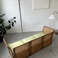 Refurbished Velvet & Rattan Sofa, Circa 1960-70