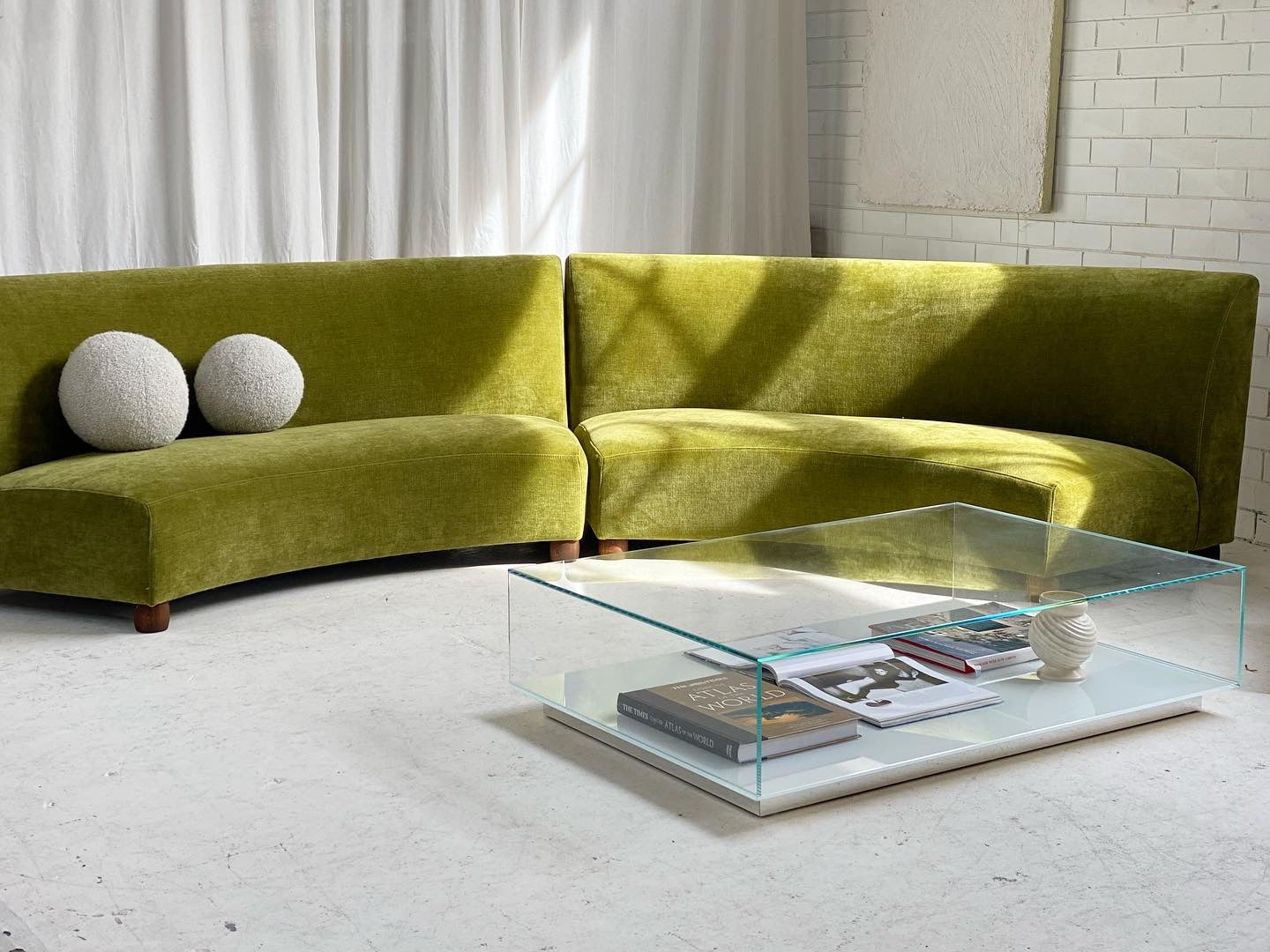 Bespoke Olive Curved Modular Sofa