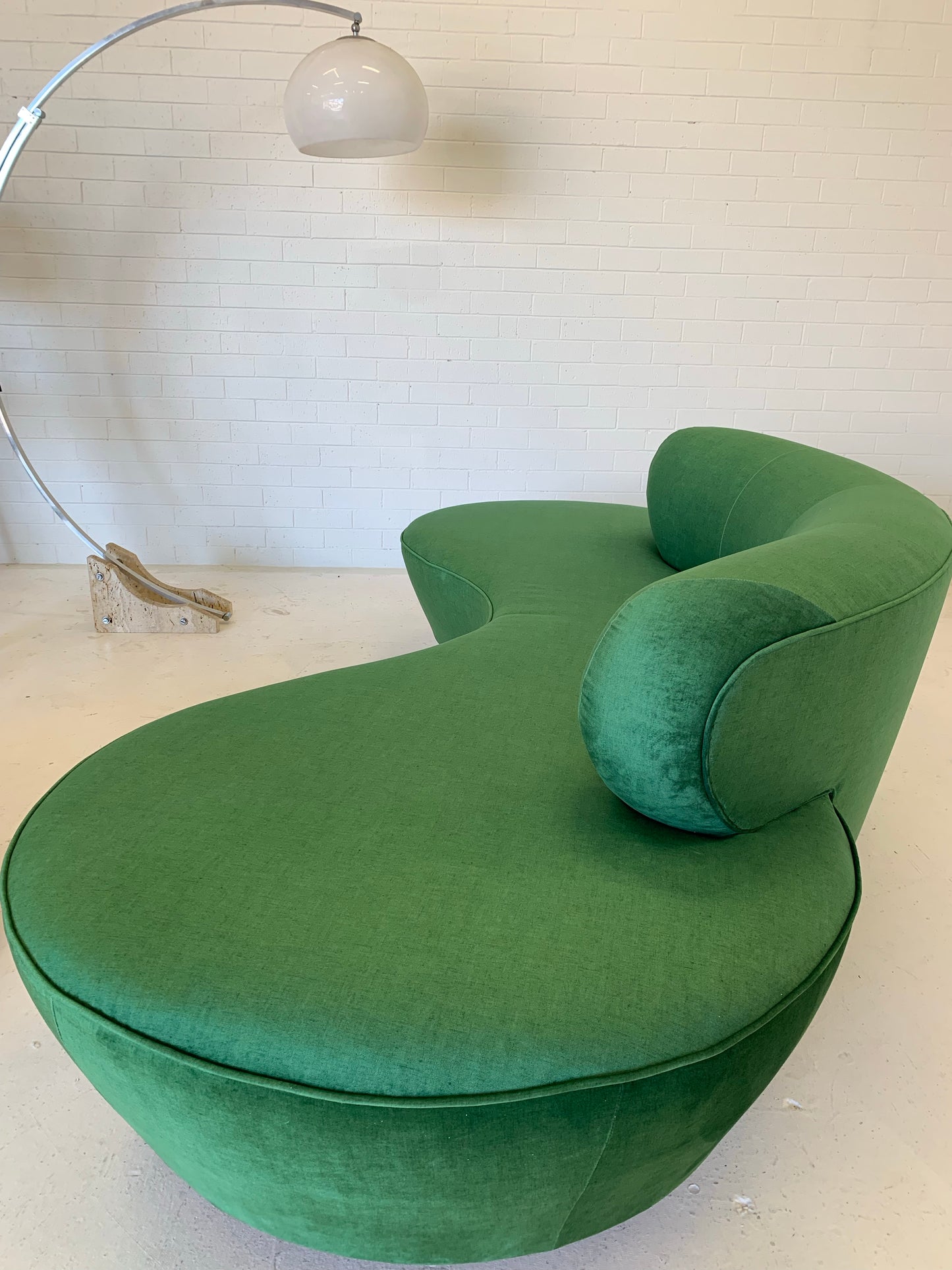 Stunning Green Curved Velvet Sofa