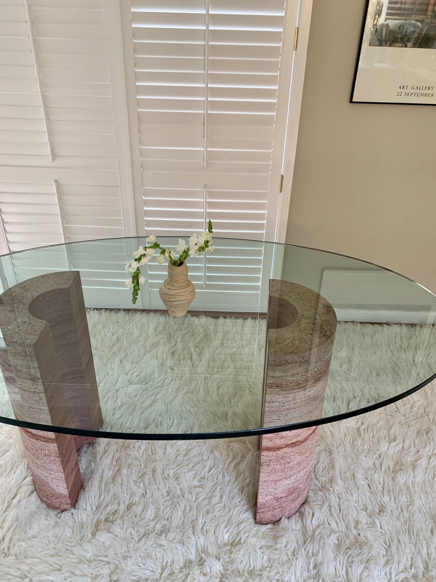 Rare Pink Travertine Table