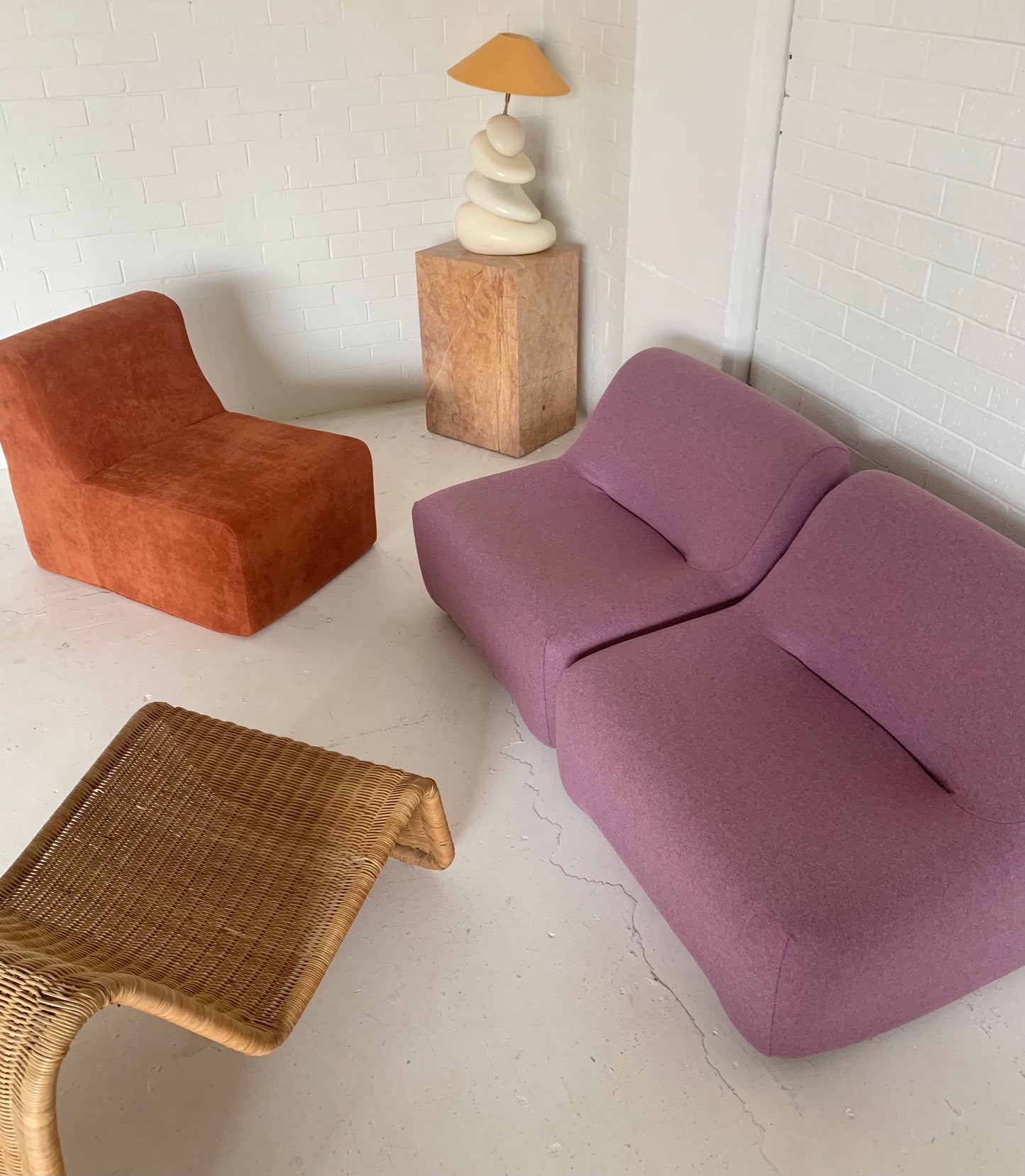 Vintage Modular Cord Sofa, Newly Upholstered