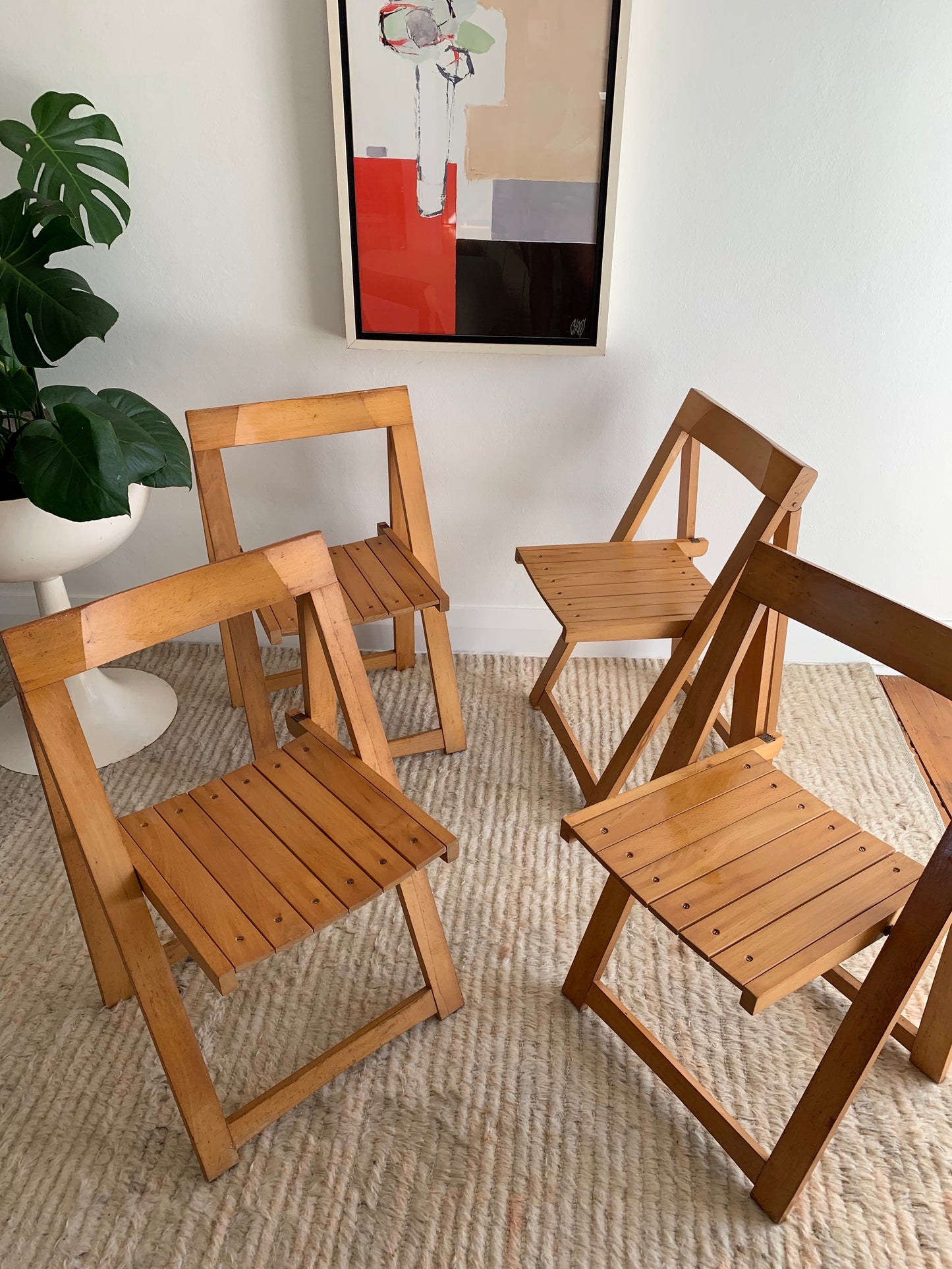 Original 1960’s Iconic Aldo Jacober and Pierangela d’Aniello “Trieste” Folding Chairs for Bazzani