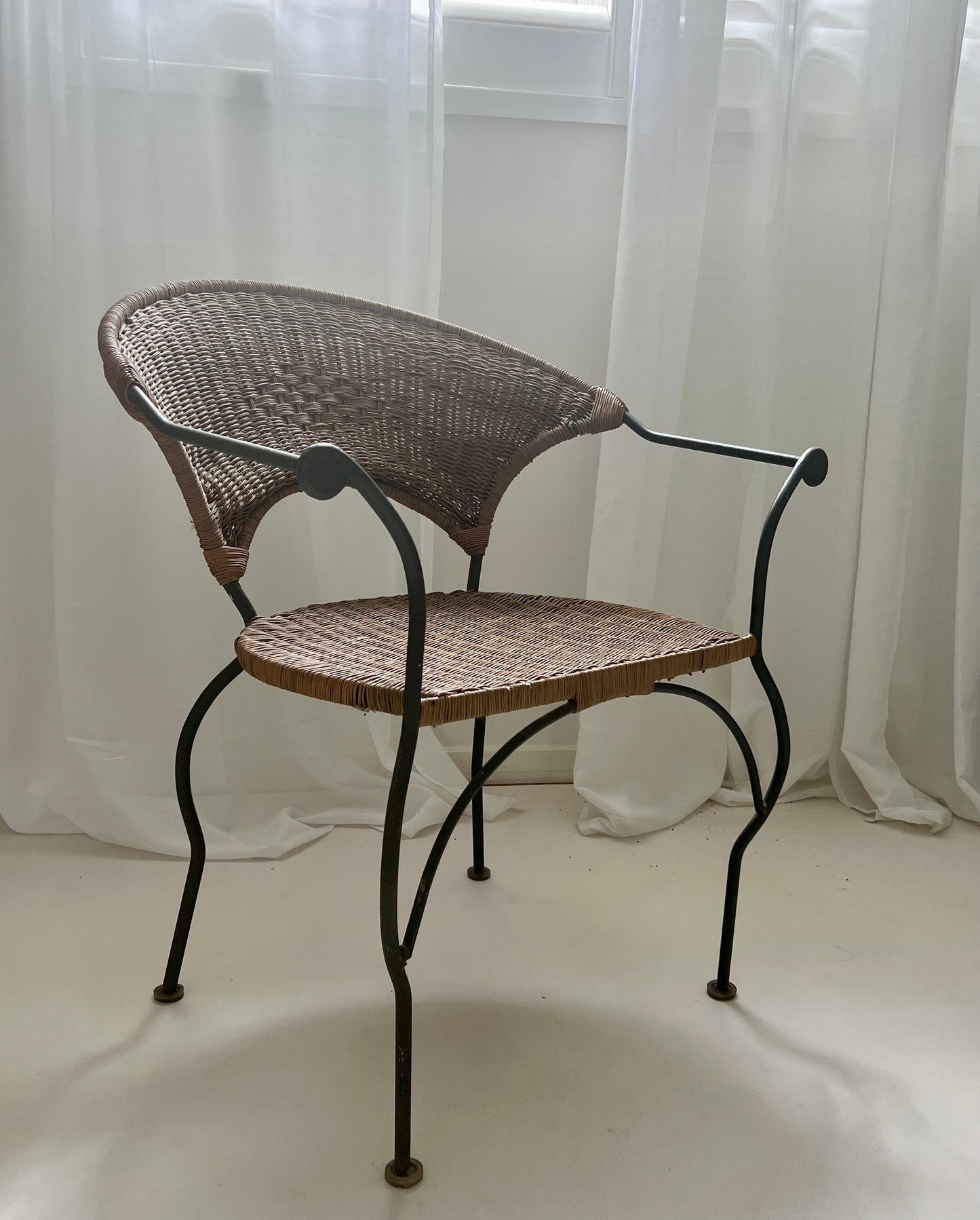 - Curvy Iron and Cane Armchair