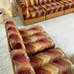 Vintage 9 Piece Geometric Corduroy Modular Sofa & Ottoman (Set)