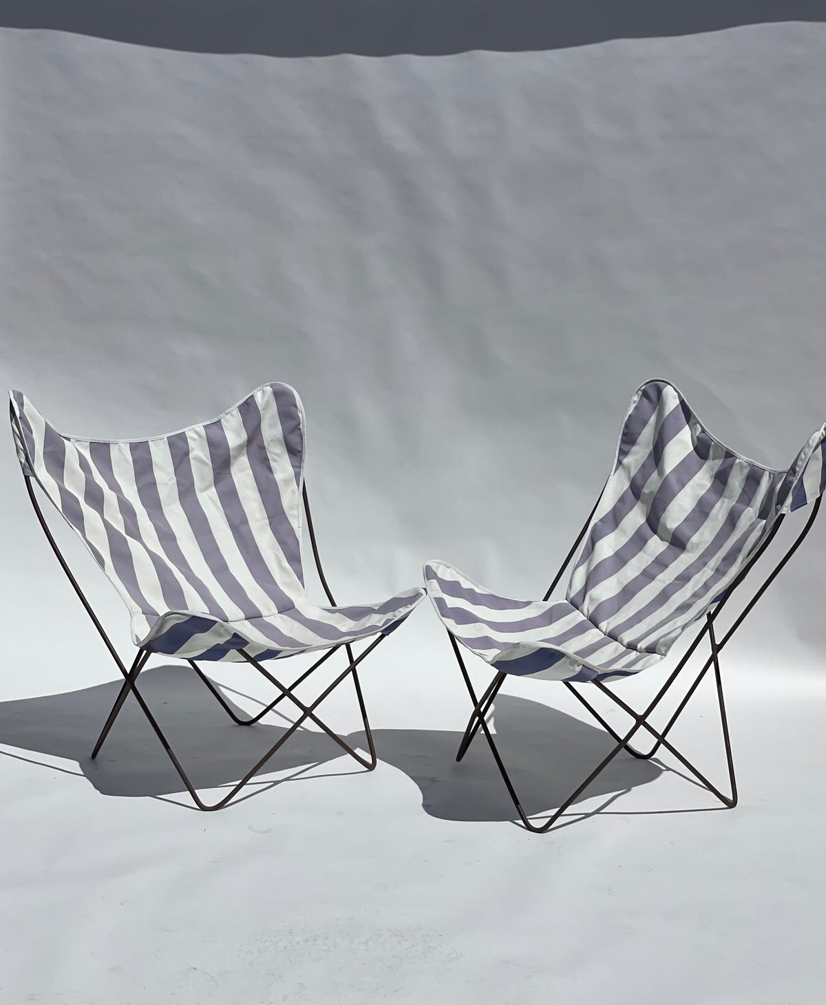 Striped Butterfly Chairs - Two Available