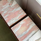 - Set of Two Burl Bedside Tables With Norwegian Rose Marble Tops