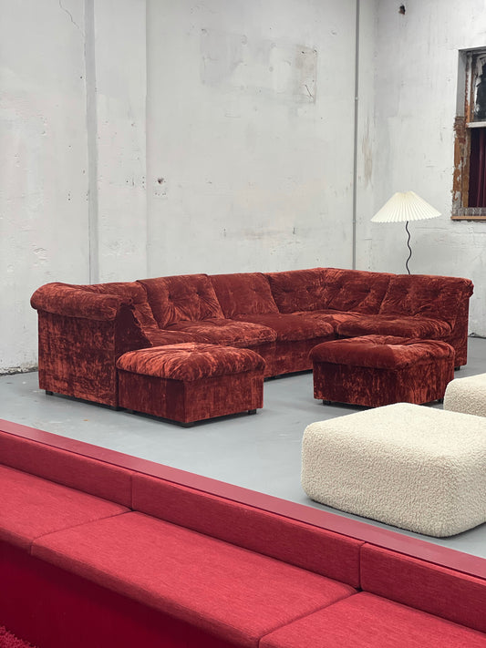 Vintage Velvet Modular Sofa - Seven Piece Set