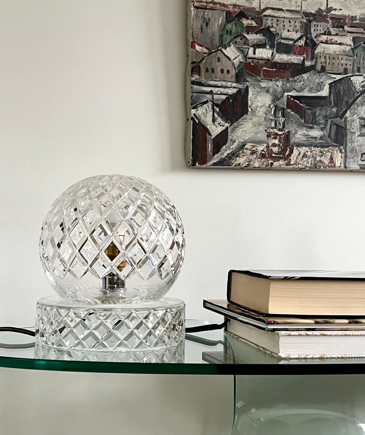 - Large Crystal-Cut Orb Lamp, 1960s