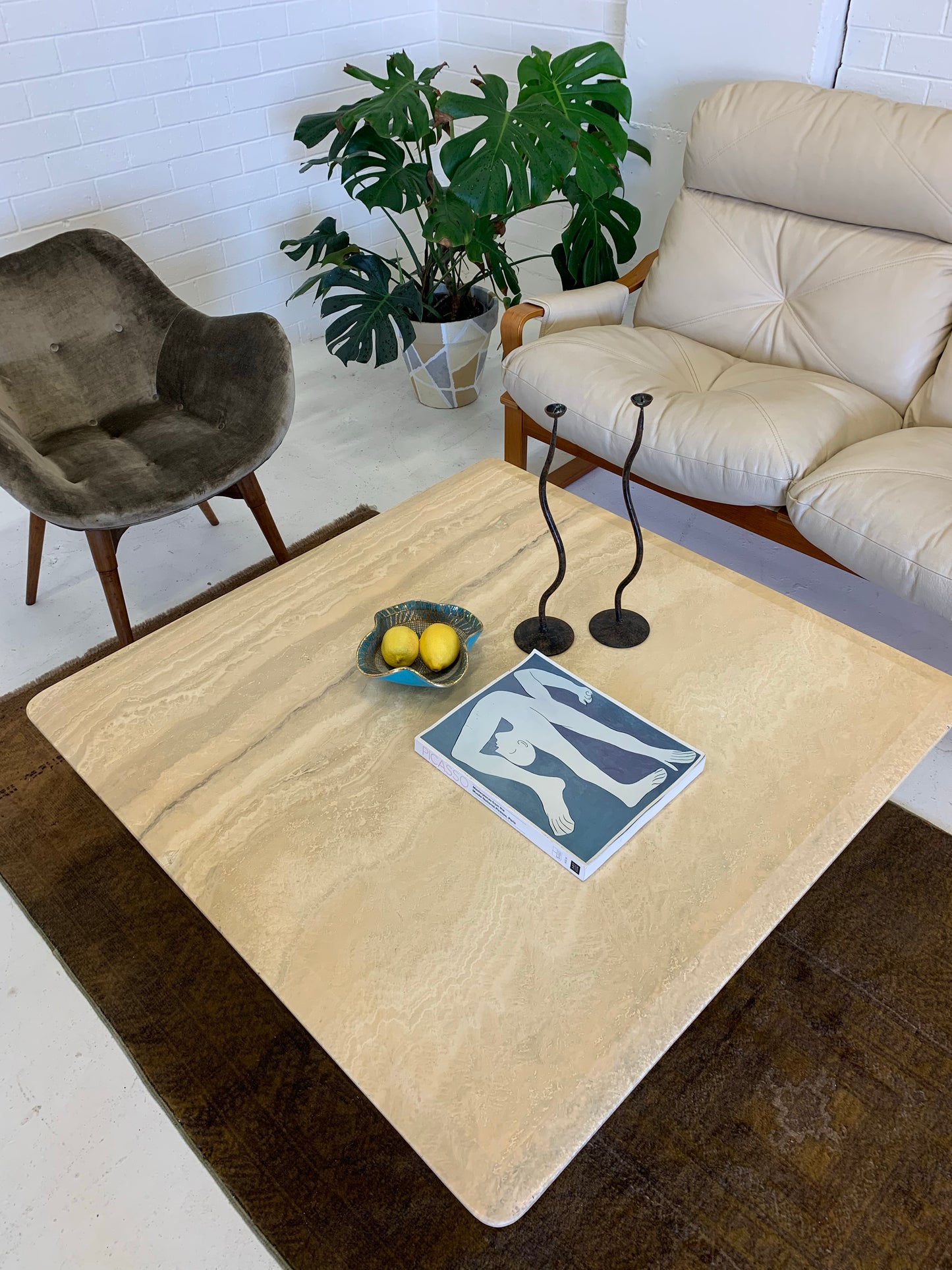 Vintage Italian Travertine Coffee Table