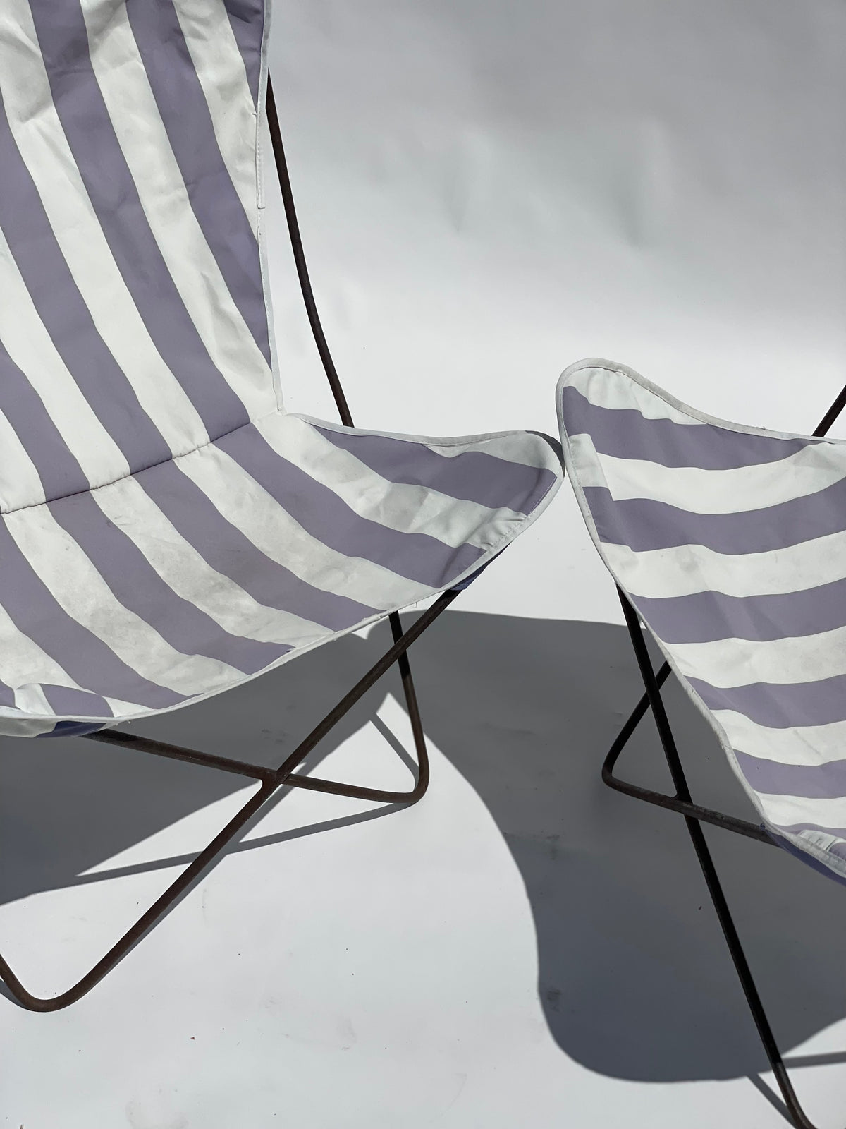 Striped Butterfly Chairs - Two Available