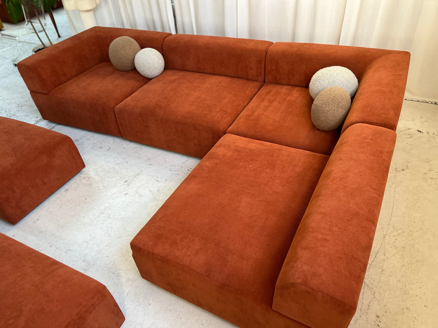 Bespoke Large Corduroy Modular Sofa Set