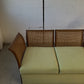 Refurbished Velvet & Rattan Sofa, Circa 1960-70