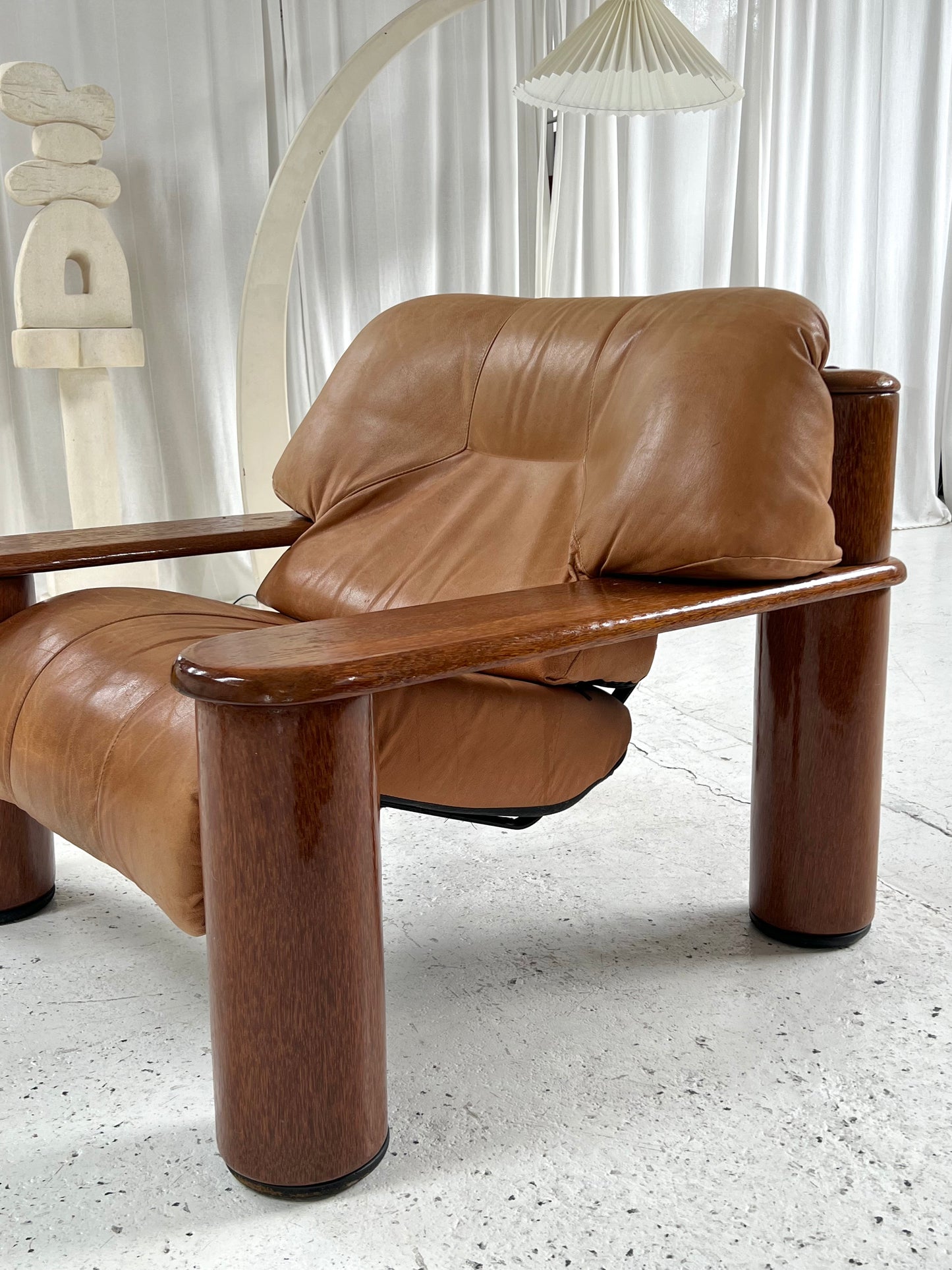 - Pacific Green Tan Leather Armchair
