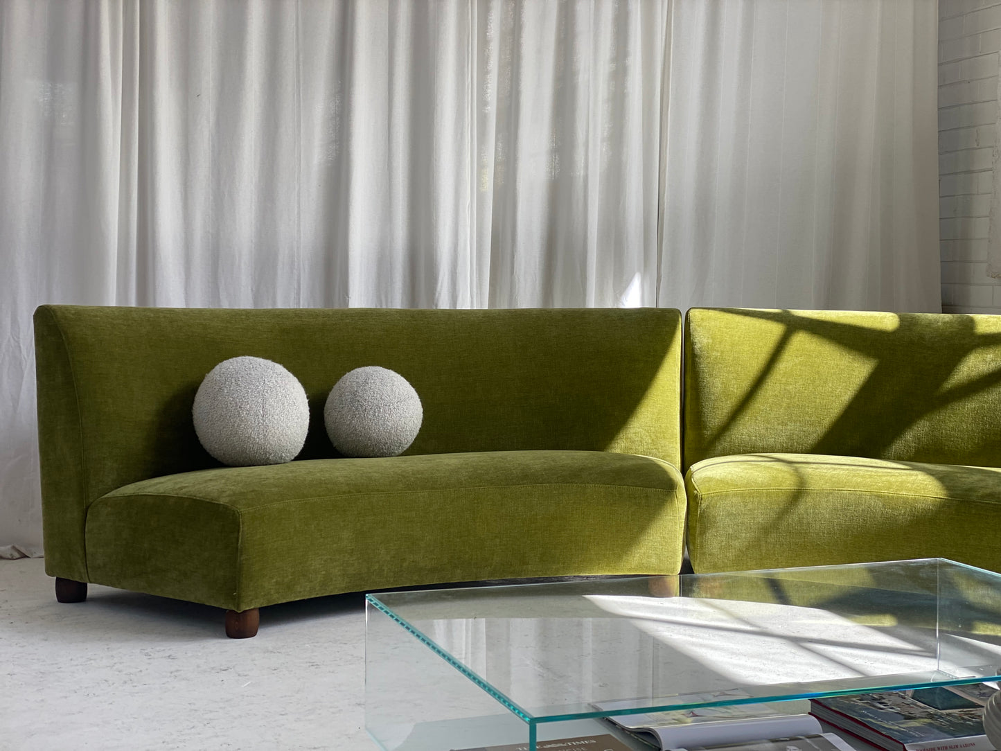 Bespoke Olive Curved Modular Sofa