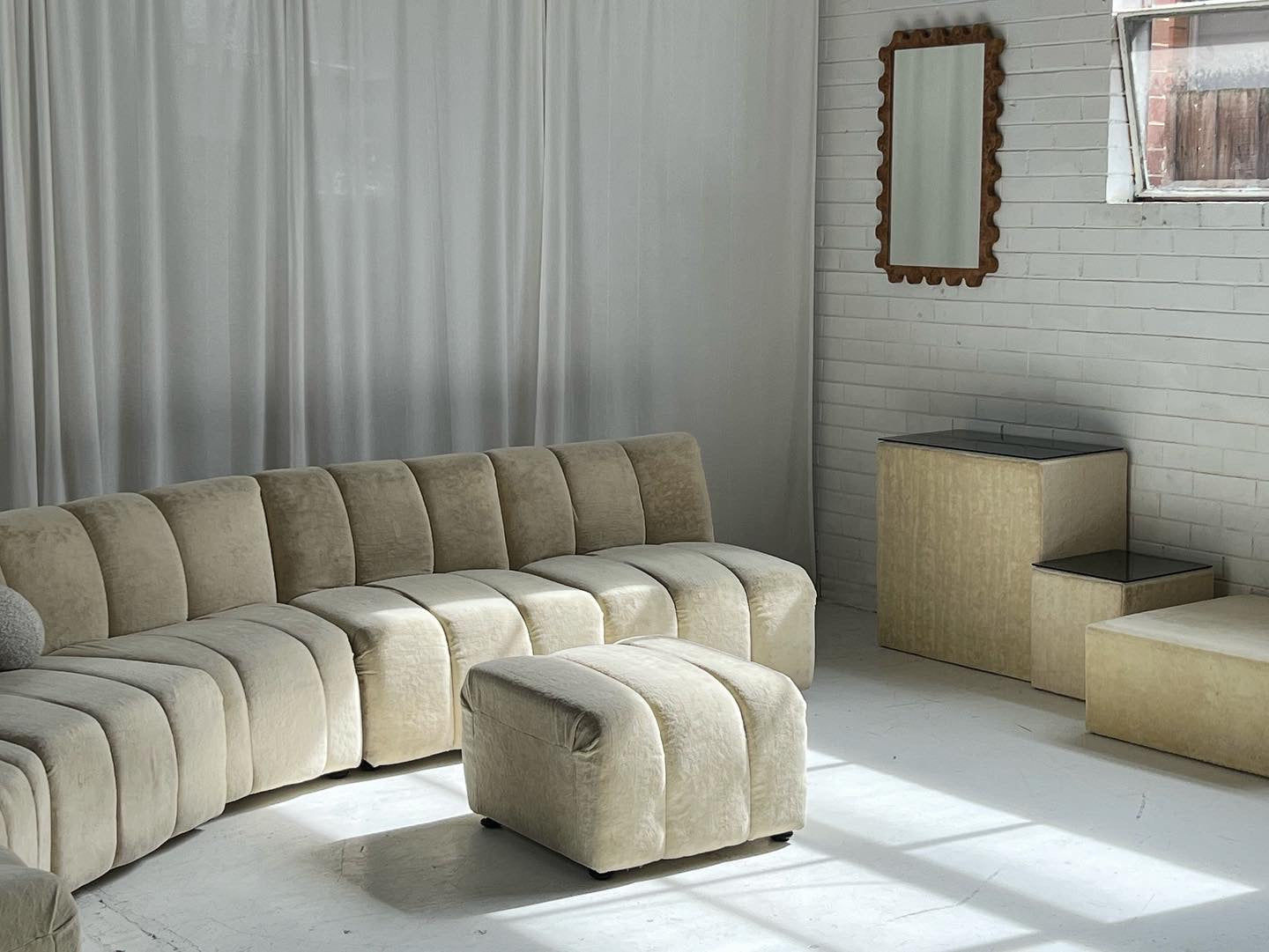 - Soft Cream Curved Modular Sofa Set