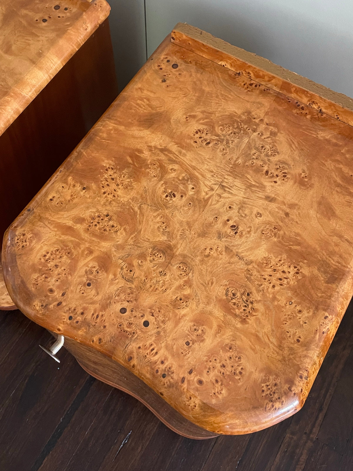 Burl Bedside Tables (Pair)