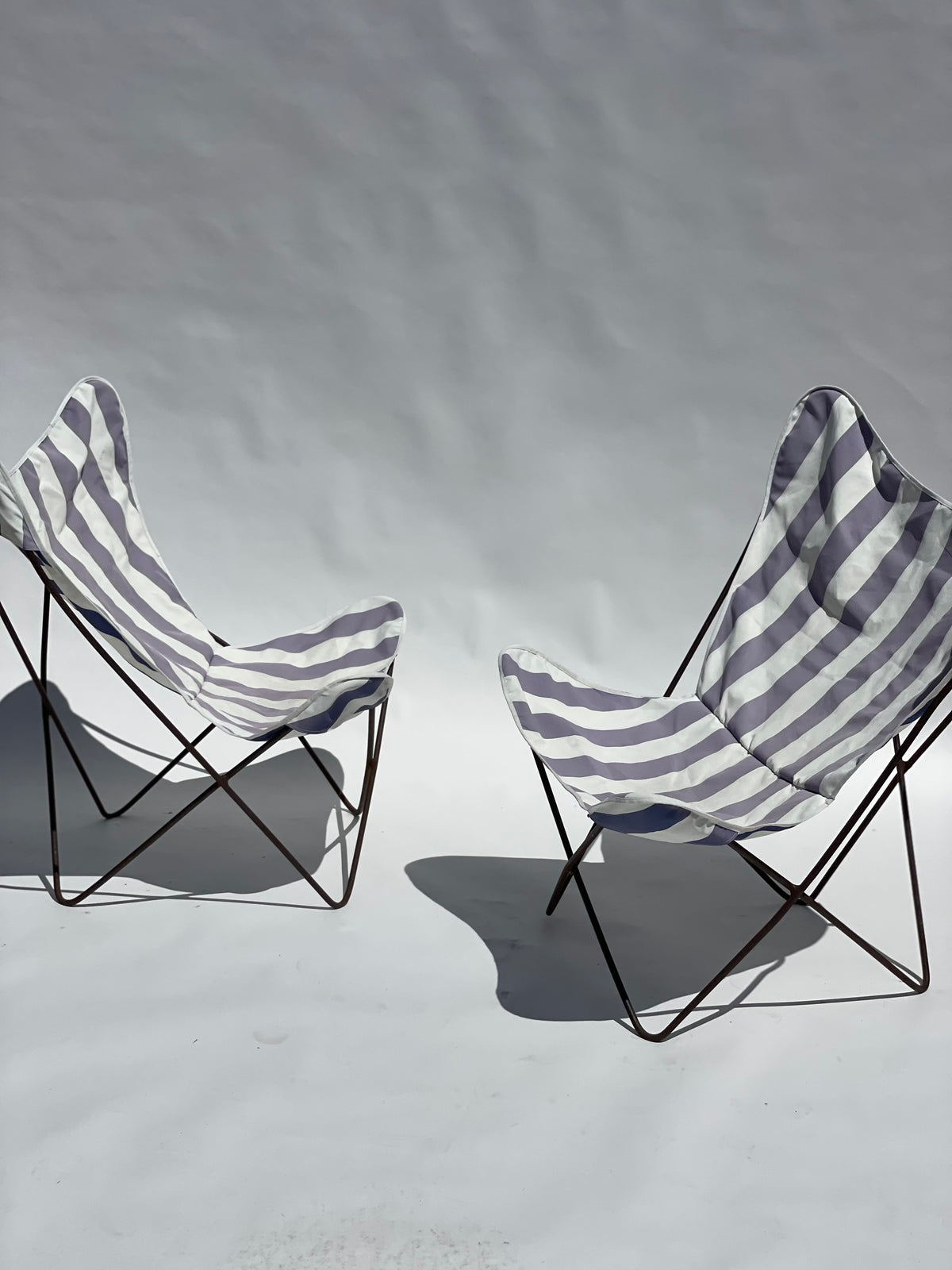 Striped Butterfly Chairs - Two Available