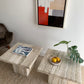 Vintage Unfilled Travertine Side Tables