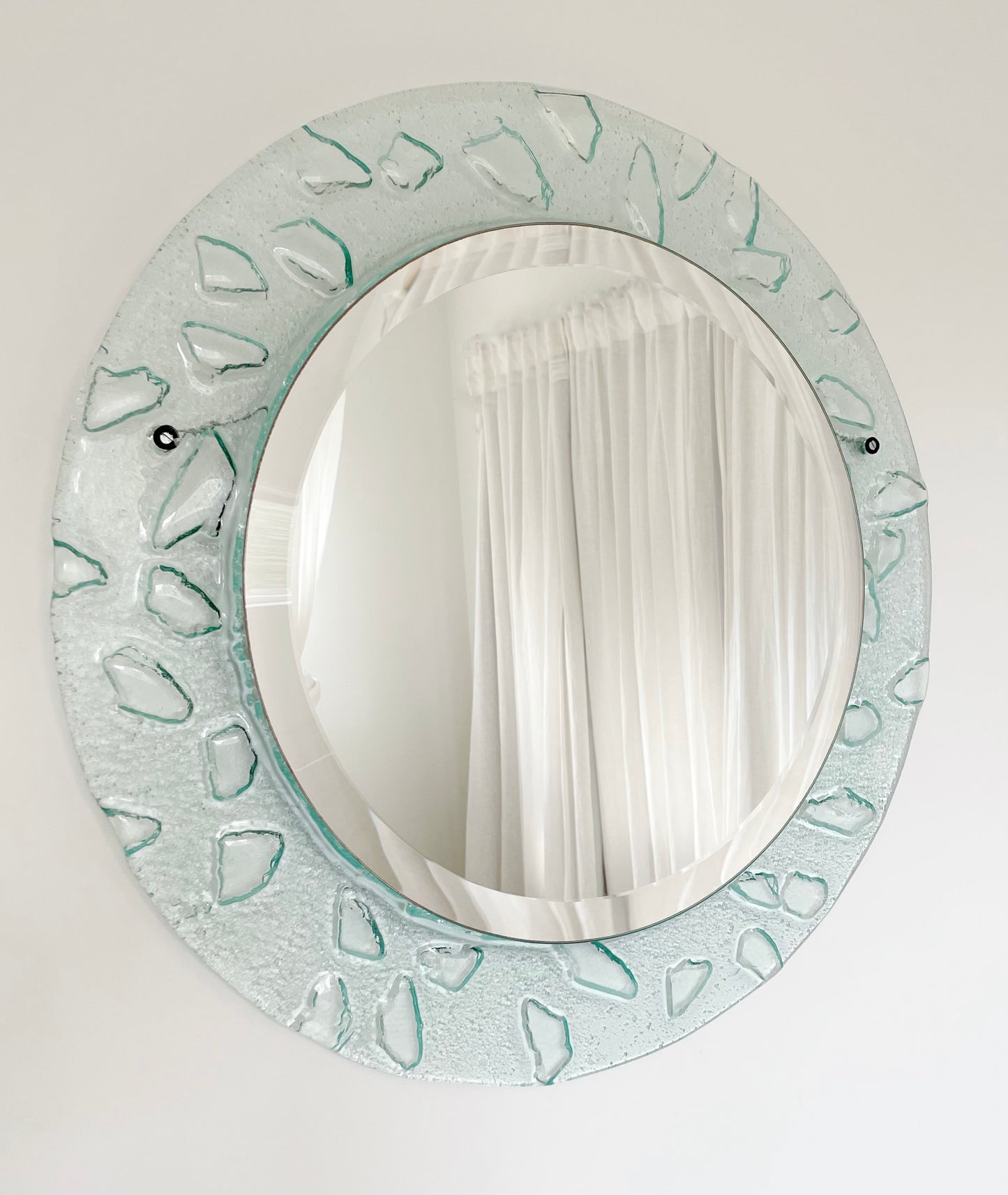 Glass Frame Round Mirror.