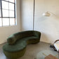 Curved Velvet Sofa in Deep Botanical Green