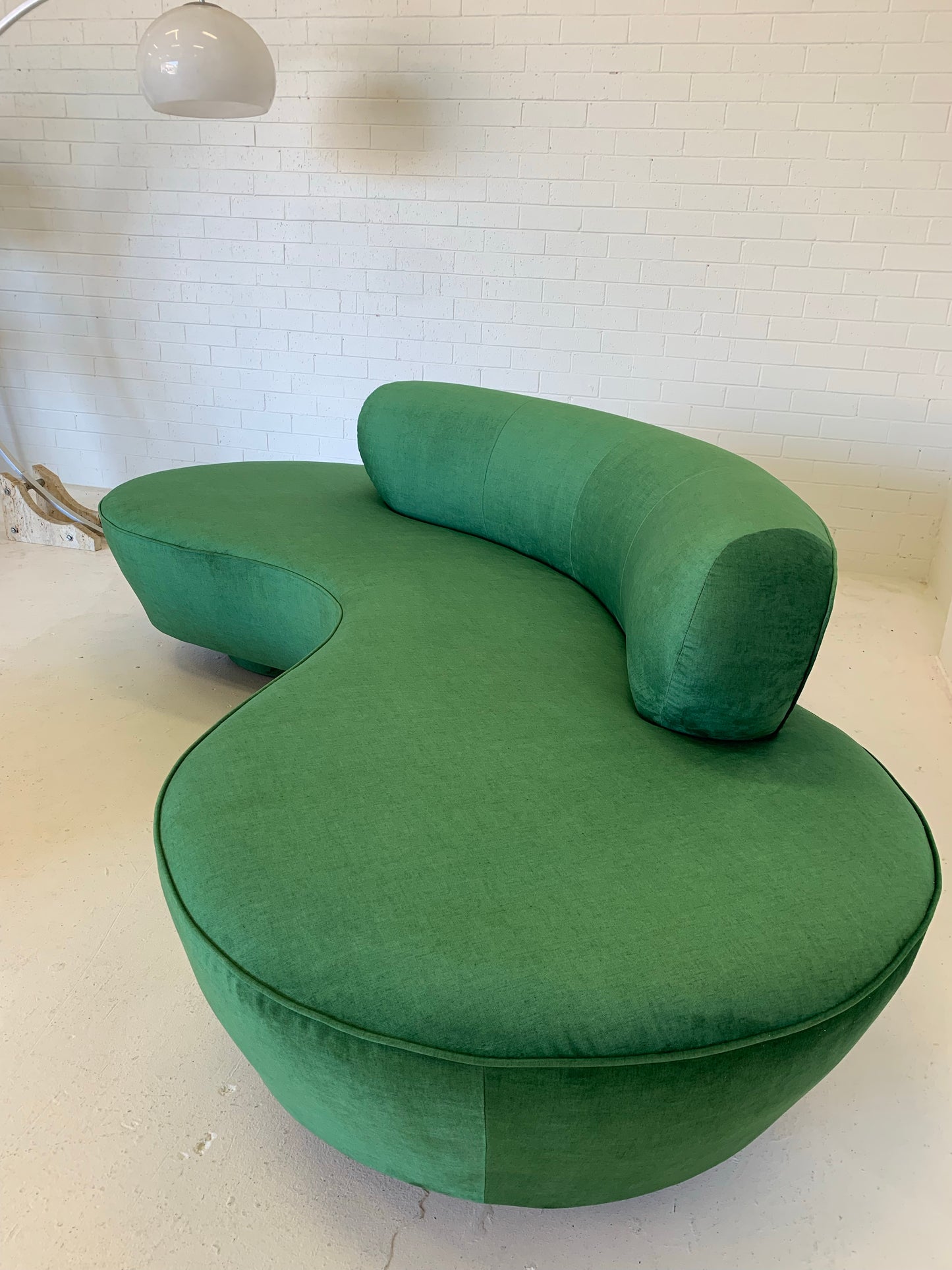 Stunning Green Curved Velvet Sofa