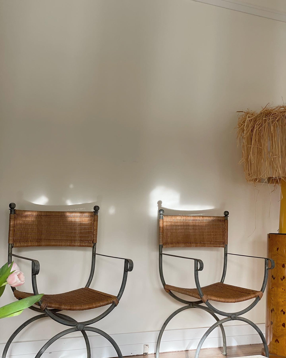 Vintage Iron And Cane Dining Chairs - Six Available