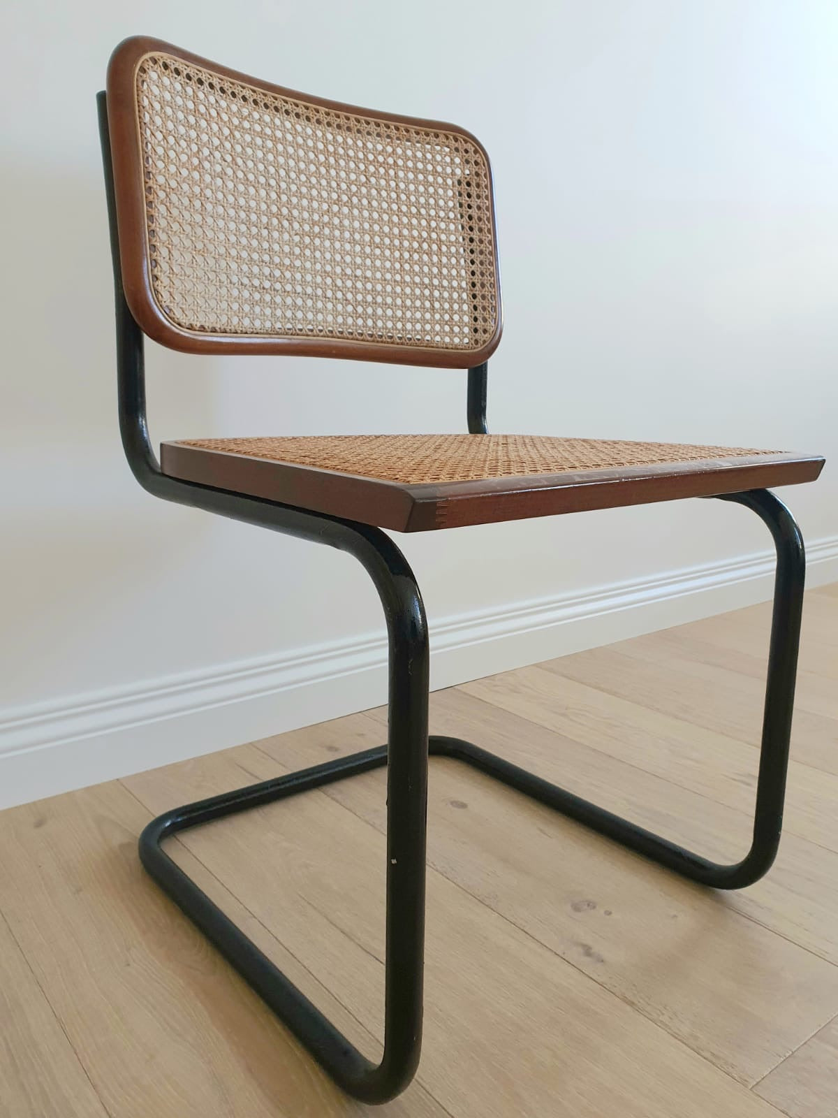 Set of Vintage Cane Cantilever Dining Chairs