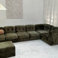 - Bespoke VandeRoza Green Chenille Modular Sofa - Seven Piece Set