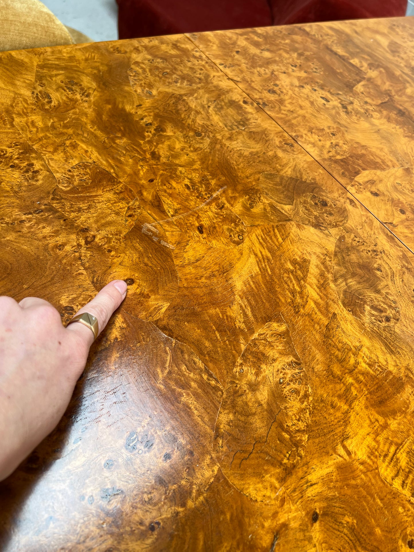 - Large Vintage Burl Carved Table