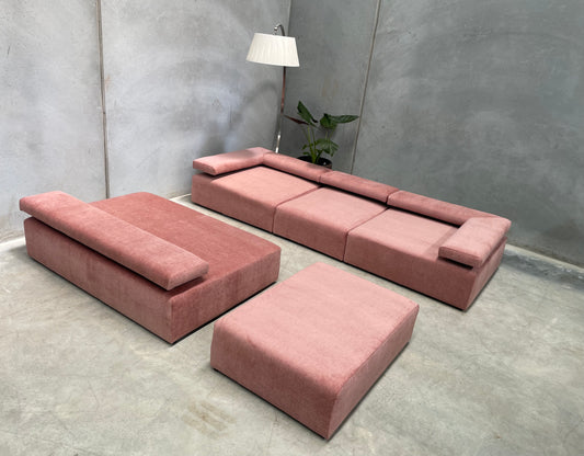 Pink Five Piece Modular Sofa