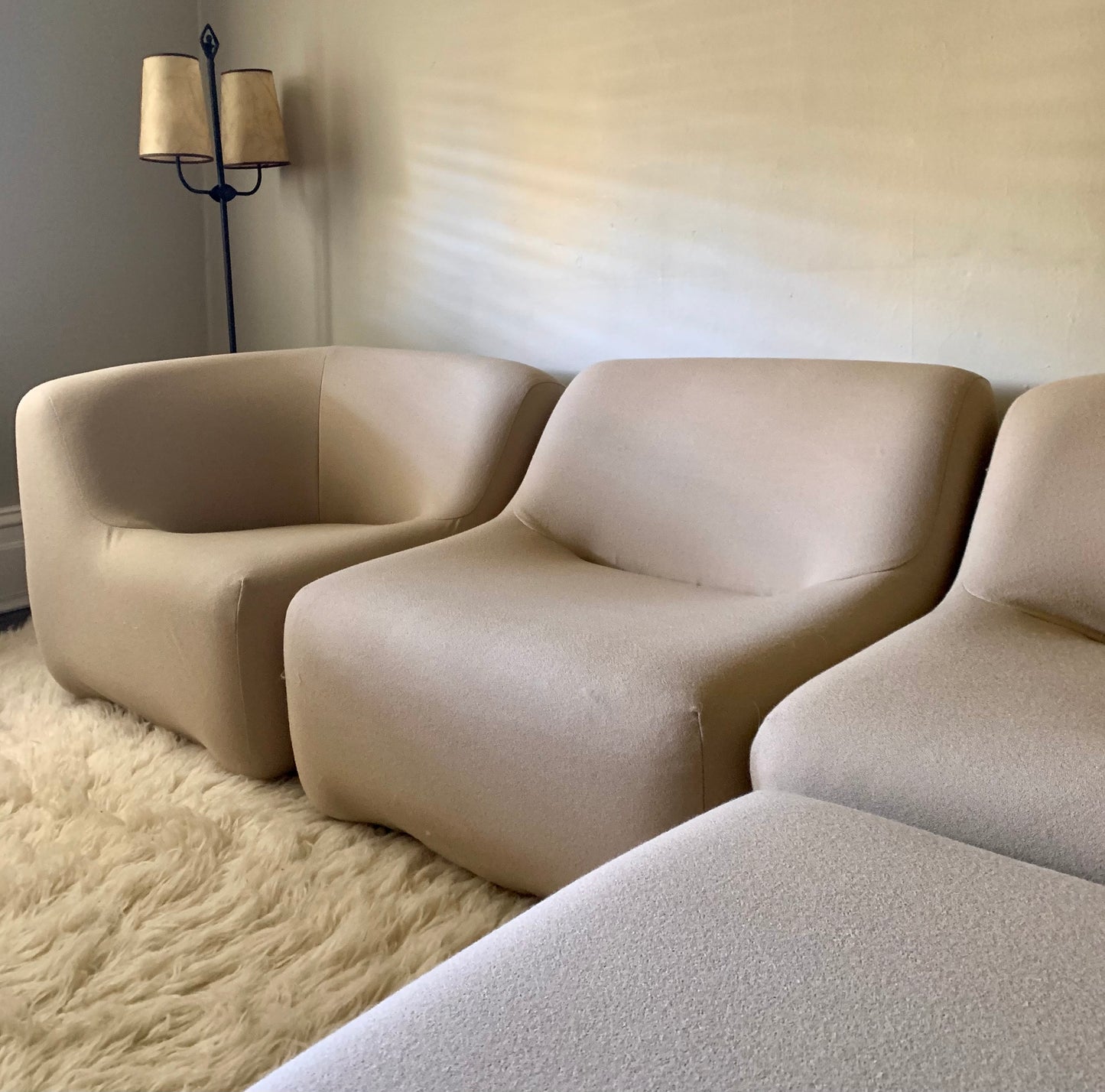 Featherston Numero VII Modular Sofa Reupholstered in Soft Wool