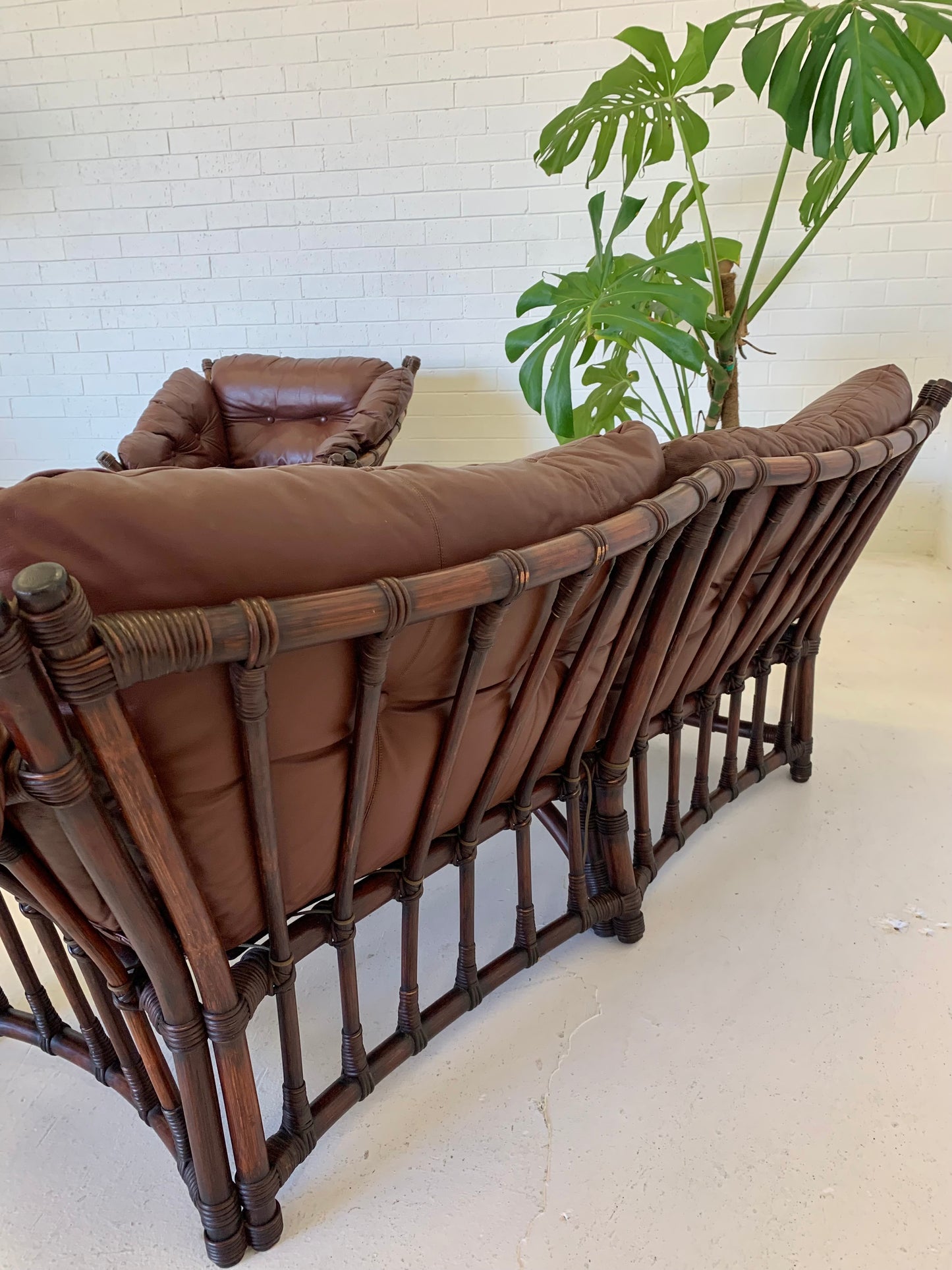 Vintage Cane and Leather Lounge