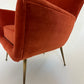 Vintage Italian Paprika Velvet Armchair