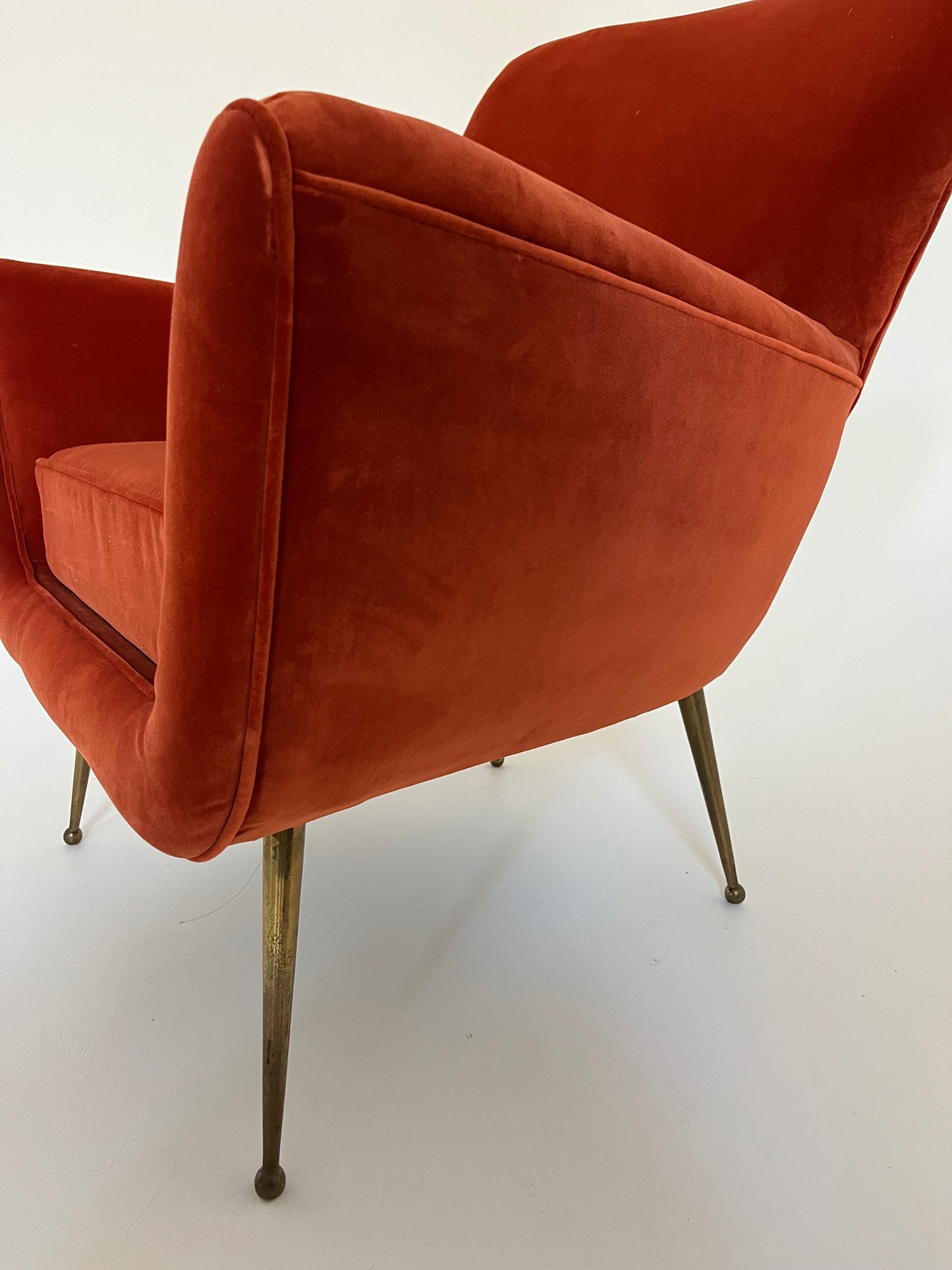 Vintage Italian Paprika Velvet Armchair