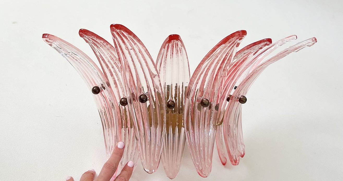 - Pink Murano Palmette Sconce, Italy - Two Available