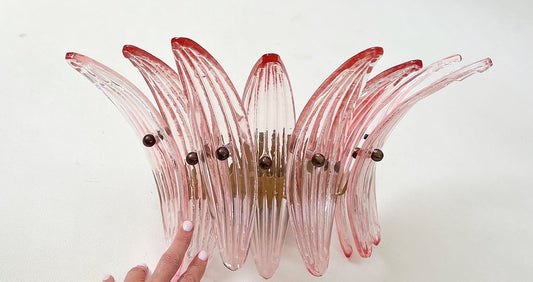 - Pink Murano Palmette Sconce, Italy - Two Available