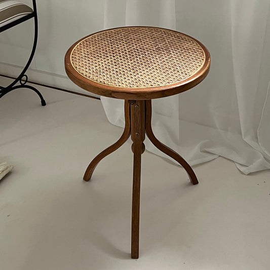 - Vintage Bentwood Rattan Side Table