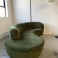 Curved Velvet Sofa in Deep Botanical Green